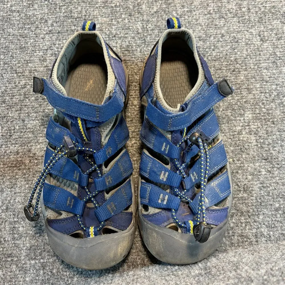 KEEN Newport H2 Kids Water Sandals Blue Yellow Closed Toe Hiking Shoes Size 4